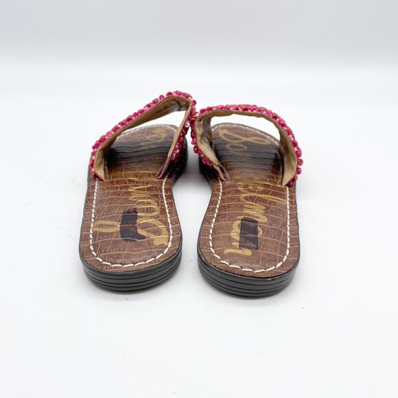 Sam Edelman Gunner Mini Girls Sandal Pink Brown Beaded Detail Size 3 - Picture 3 of 8